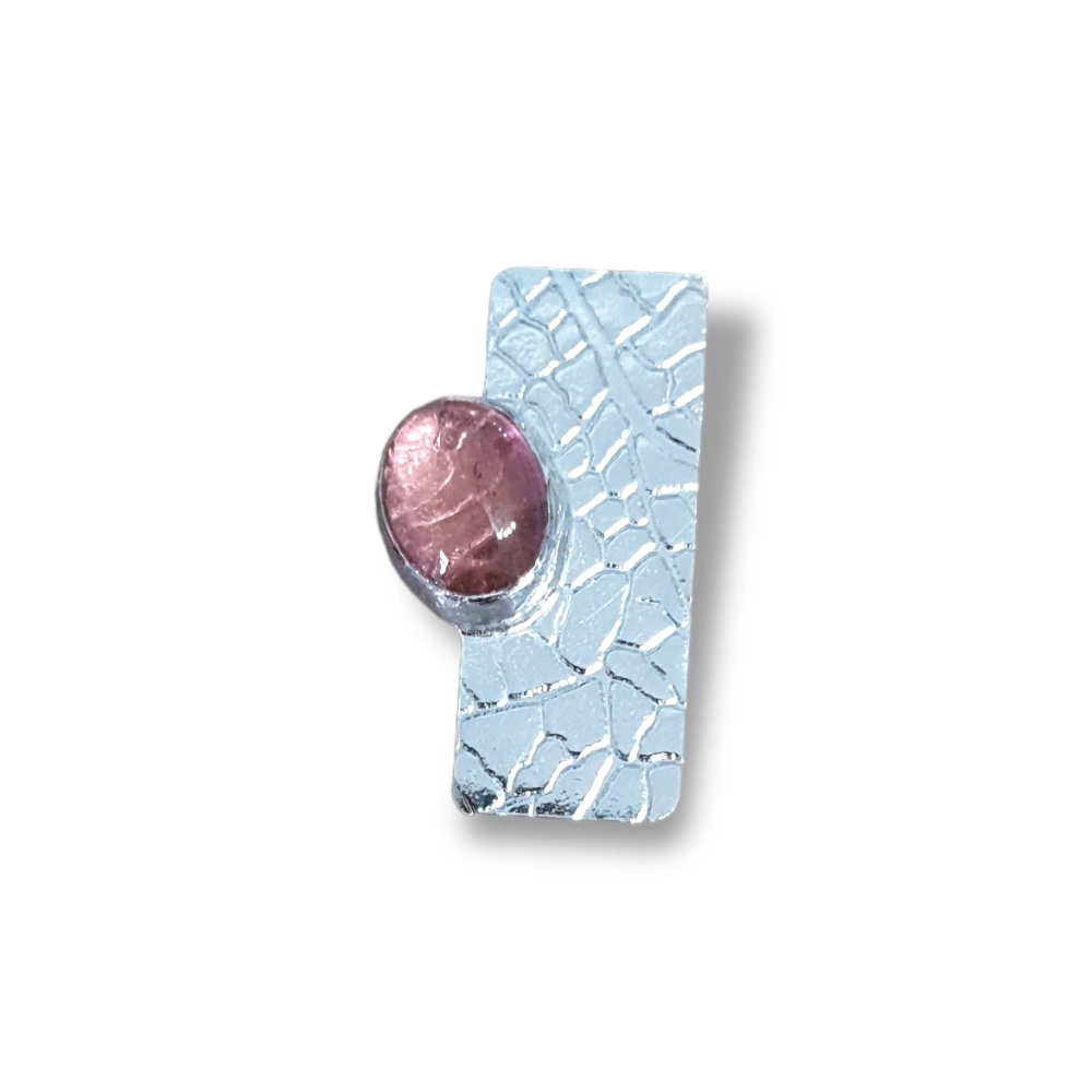 leaf rectangle pendant with pink tourmaline